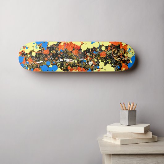 Abstracte gemorste verfspatten en -druppels persoonlijk skateboard (Muurkunst (Horizontaal))