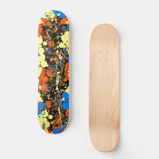Abstracte gemorste verfspatten en -druppels persoonlijk skateboard (Voorkant)