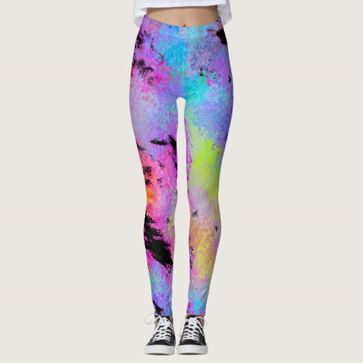 Abstracte gemottled multicolor leggings (Voorkant)