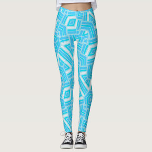 Abstracte Geo Blue+White PatroonLeggings ★ Psydefx Leggings