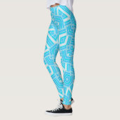 Abstracte Geo Blue+White PatroonLeggings ★ Psydefx Leggings (Links)