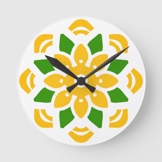 Abstracte Geo Mandala Bloem Ronde Klok (Voorkant)
