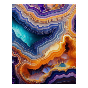 Abstracte Geode Art – Kleurrijke Stenen Lagen Perfect Poster