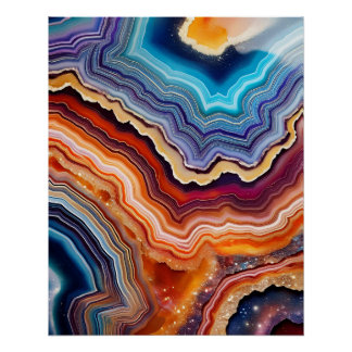 Abstracte Geode Crystal Art – kleurrijke agaatkuns Perfect Poster