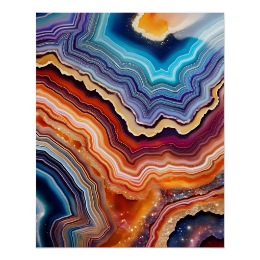 Abstracte Geode Crystal Art – kleurrijke agaatkuns Perfect Poster (Voorkant)