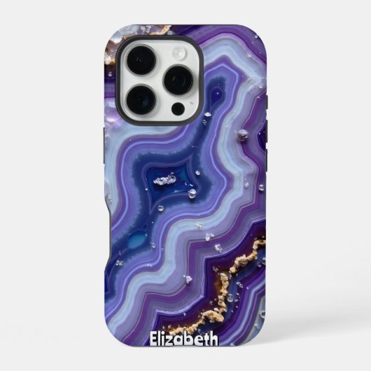 Abstracte Geode Flow met goud iPhone Hoesje (Achterkant)