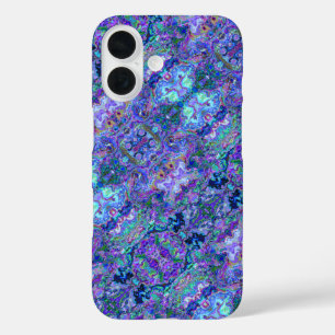 Abstracte Geode Marbling in Peacock Colors iPhone 16 Hoesje