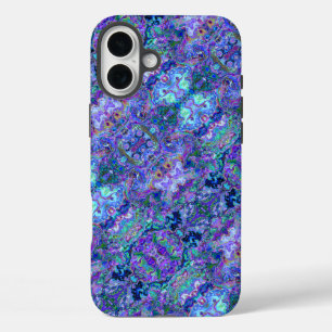 Abstracte Geode Marbling in Peacock Colors iPhone 16 Plus Hoesje