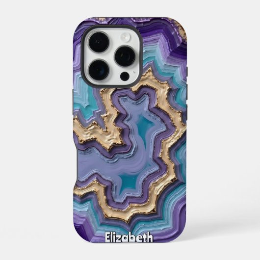 Abstracte Geode met Gouden Aders iPhone Hoesje (Achterkant)