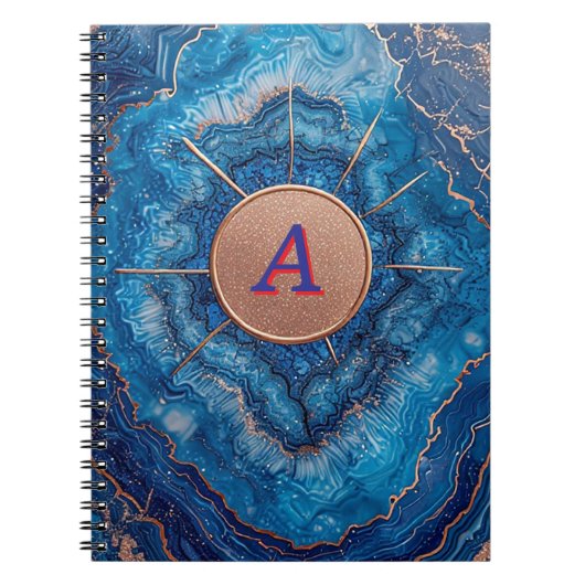 Abstracte Geode-ontwerp met rozegouden accenten Notitieboek (Voorkant)