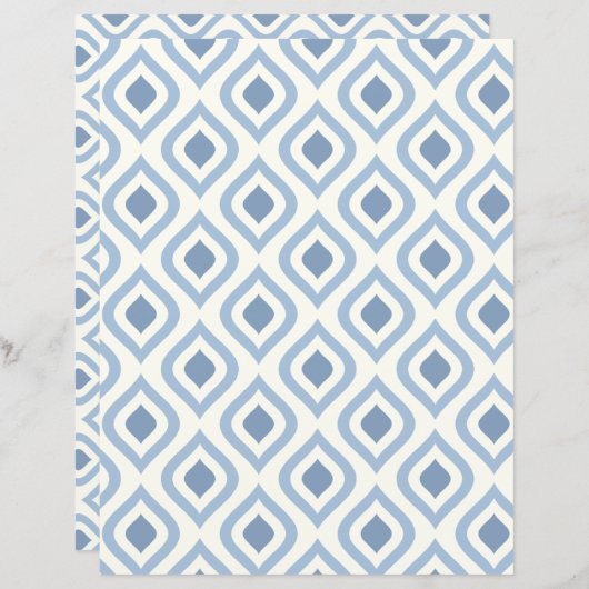 Abstracte geometrie, blauw en gebroken wit (Voorkant / Achterkant)