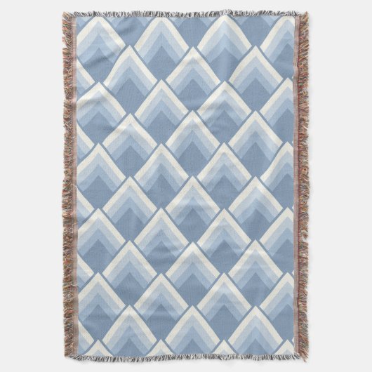 Abstracte geometrie, blauw en gebroken wit 2 deken (Voorkant Verticaal)