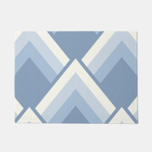 Abstracte geometrie, blauw en gebroken wit 2 deurmat