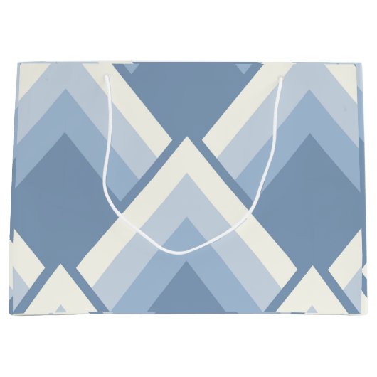 Abstracte geometrie, blauw en gebroken wit 2 groot cadeauzakje (Voorkant)