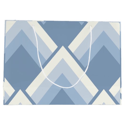 Abstracte geometrie, blauw en gebroken wit 2 groot cadeauzakje (Achterkant)