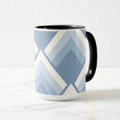 Abstracte geometrie, blauw en gebroken wit 2 mok (Voorkant rechts)