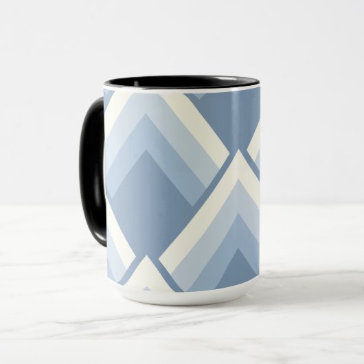 Abstracte geometrie, blauw en gebroken wit 2 mok (Voorkant links)