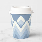 Abstracte geometrie, blauw en gebroken wit 2 papieren bekers (Rechts)