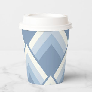 Abstracte geometrie, blauw en gebroken wit 2 papieren bekers