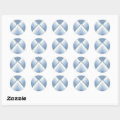 Abstracte geometrie, blauw en gebroken wit 2 ronde sticker (Vel)