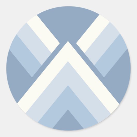 Abstracte geometrie, blauw en gebroken wit 2 ronde sticker (Voorkant)