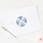 Abstracte geometrie, blauw en gebroken wit 2 ronde sticker (Envelop)