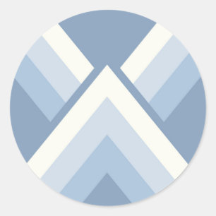 Abstracte geometrie, blauw en gebroken wit 2 ronde sticker