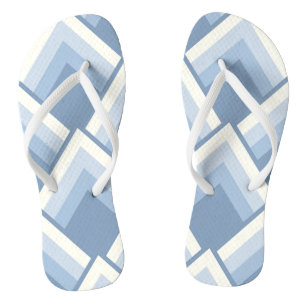 Abstracte geometrie, blauw en gebroken wit 2 teenslippers