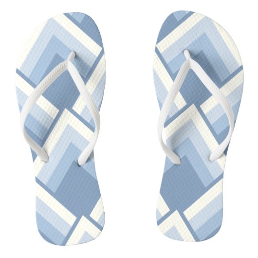 Abstracte geometrie, blauw en gebroken wit 2 teenslippers (Voetbed)
