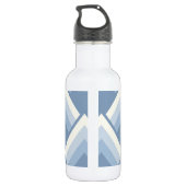 Abstracte geometrie, blauw en gebroken wit 2 waterfles (Achterkant)