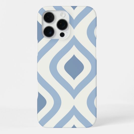 Abstracte geometrie, blauw en gebroken wit iPhone hoesje (Achterkant)