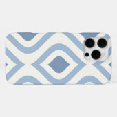 Abstracte geometrie, blauw en gebroken wit iPhone hoesje (Achterkant horizontaal)