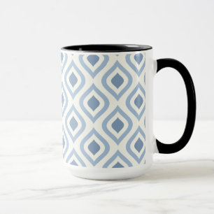 Abstracte geometrie, blauw en gebroken wit mok