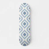 Abstracte geometrie, blauw en gebroken wit persoonlijk skateboard (Voorkant)