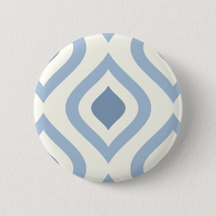 Abstracte geometrie, blauw en gebroken wit ronde button 5,7 cm