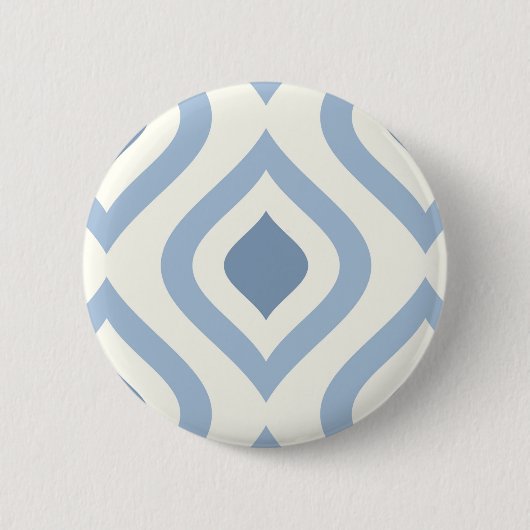 Abstracte geometrie, blauw en gebroken wit ronde button 5,7 cm (Voorkant)