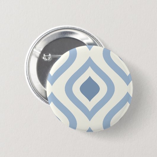 Abstracte geometrie, blauw en gebroken wit ronde button 5,7 cm (Voorkant /achterkant)