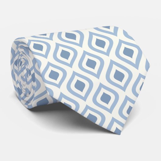 Abstracte geometrie, blauw en gebroken wit stropdas (Opgerold)