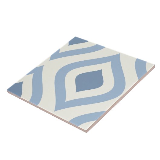 Abstracte geometrie, blauw en gebroken wit tegeltje (Zijkant)