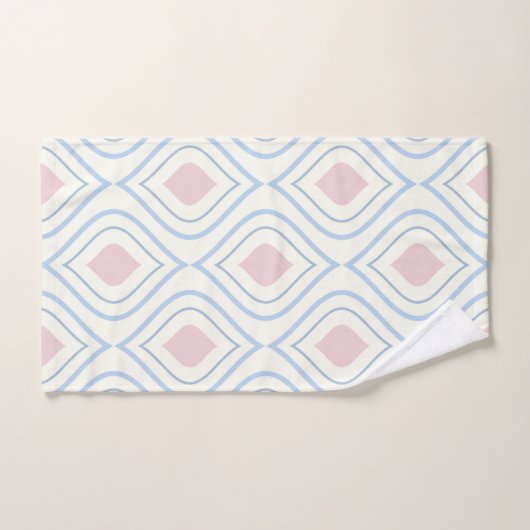 Abstracte geometrie, blauw, roze en gebroken wit bad handdoek (Handdoek)