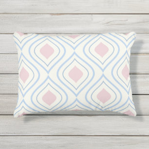 Abstracte geometrie, blauw, roze en gebroken wit buitenkussen