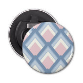 Abstracte geometrie, blauw, roze en gebroken wit button flesopener (Voorkant)