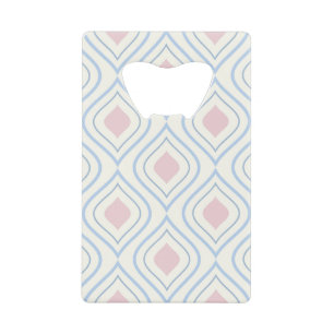 Abstracte geometrie, blauw, roze en gebroken wit creditkaart flessenopener