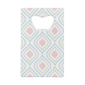 Abstracte geometrie, blauw, roze en gebroken wit creditkaart flessenopener (Achterkant)