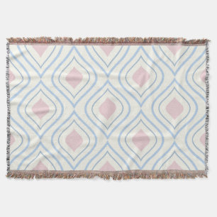 Abstracte geometrie, blauw, roze en gebroken wit deken