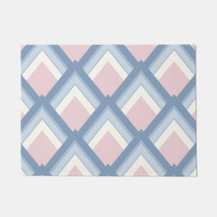Abstracte geometrie, blauw, roze en gebroken wit deurmat