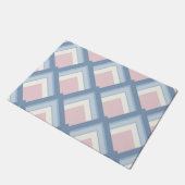 Abstracte geometrie, blauw, roze en gebroken wit deurmat (Schuin)
