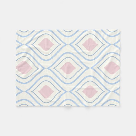 Abstracte geometrie, blauw, roze en gebroken wit fleece deken (Voorkant (Horizontaal))