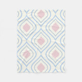 Abstracte geometrie, blauw, roze en gebroken wit fleece deken (Voorkant)