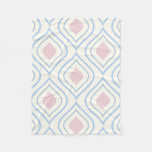 Abstracte geometrie, blauw, roze en gebroken wit fleece deken